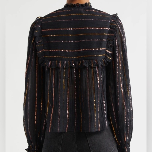 FARM RIO Metallic Striped Ruffle Top in size XS - Picture 2 of 12